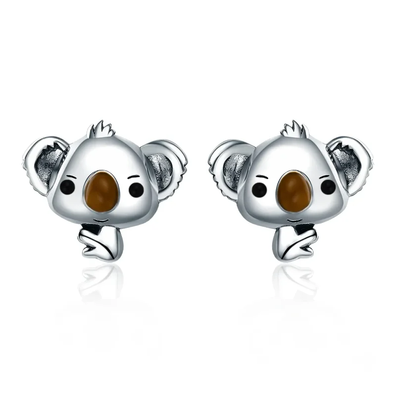 (kép) PANDORA típusú aranyos koala gombfülbevalók - SCE381