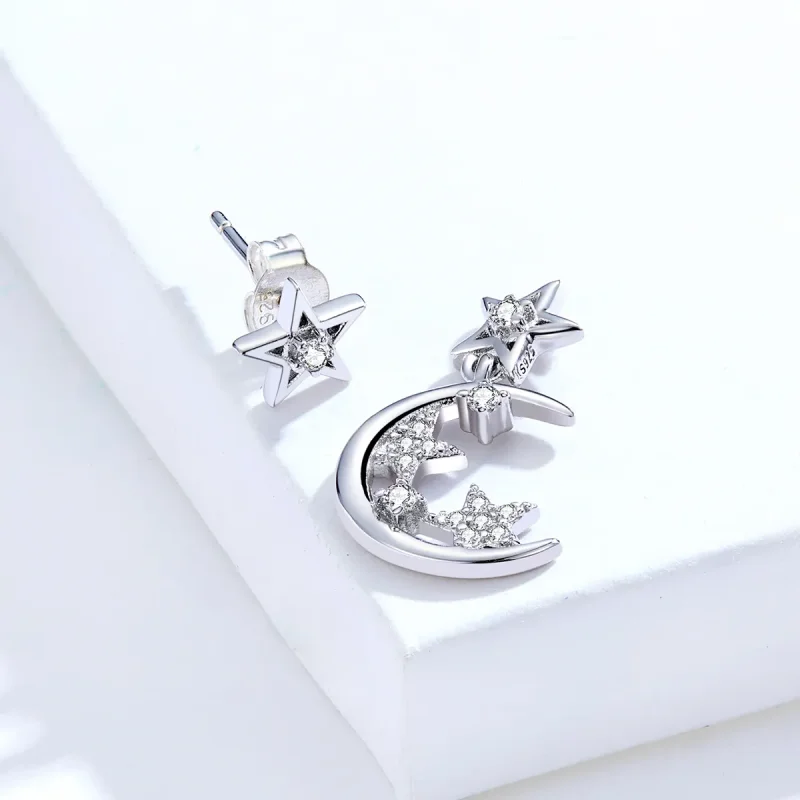 (kép) PANDORA típusú aszimmetrikus bright star moon függő fülbevalók - SCE813 - Megtekintés 4