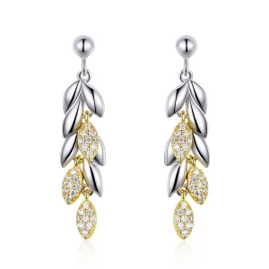 PANDORA típusú bicolor két színű búza tüske függő fülbevalók - BSE025 (kép) PANDORA típusú bicolor két színű búza tüske függő fülbevalók - BSE025