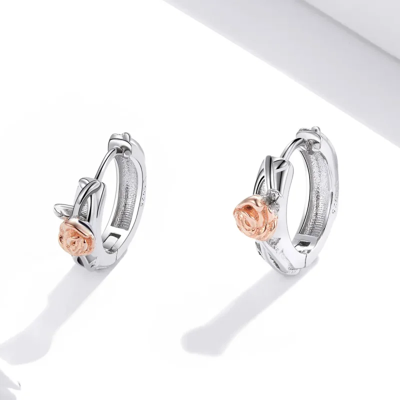 (kép) PANDORA típusú bicolor rose vine karika fülbevaló - SCE971 - Megtekintés 2