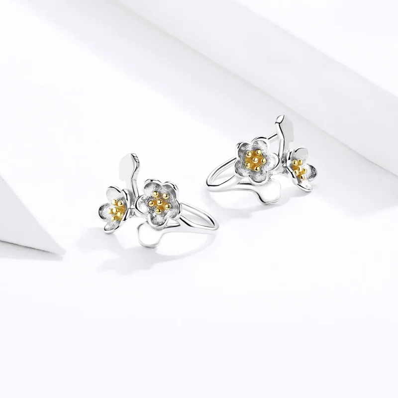 (kép) PANDORA típusú bicolor sakura gombfülbevalók - SCE778 - Megtekintés 4