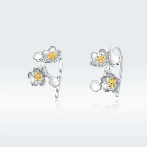 PANDORA típusú bicolor sakura gombfülbevalók - SCE778 (kép) PANDORA típusú bicolor sakura gombfülbevalók - SCE778