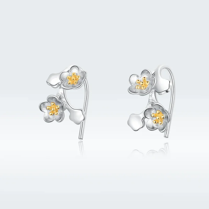(kép) PANDORA típusú bicolor sakura gombfülbevalók - SCE778