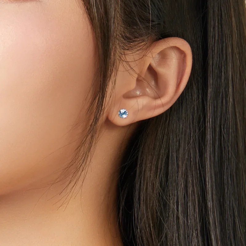 (kép) PANDORA típusú birthstone december gombfülbevalók - SCE862-12 - Megtekintés 2