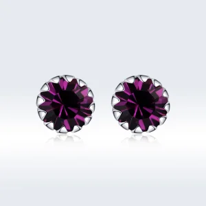 (kép) PANDORA típusú birthstone február gombfülbevalók - SCE862-2