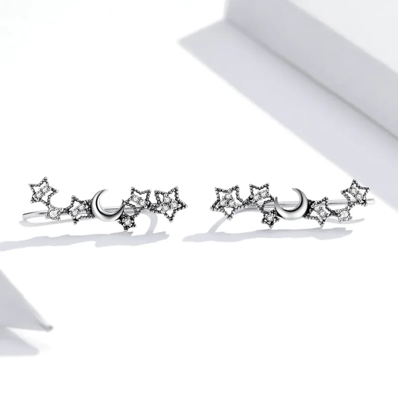 (kép) PANDORA típusú csillagok és hold gombfülbevalók - SCE926 - Megtekintés 2