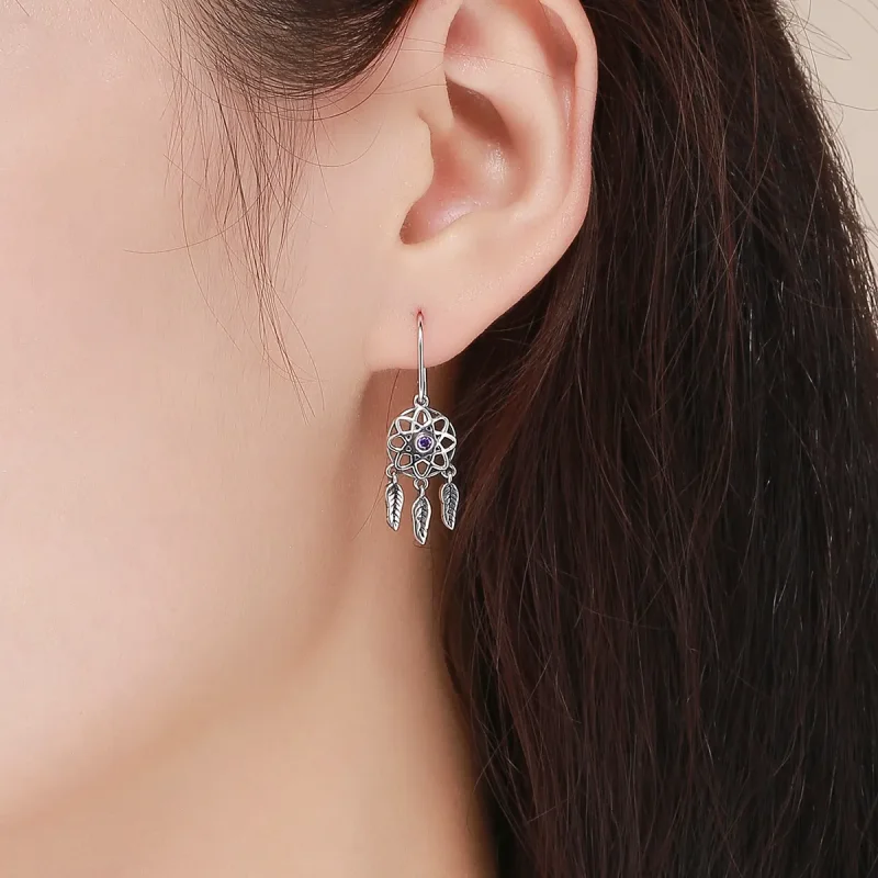 (kép) PANDORA típusú dreamcatcher függő fülbevalók - SCE394 - Megtekintés 4