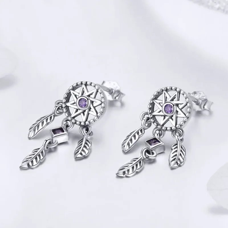 (kép) PANDORA típusú dreamcatcher függő fülbevalók - SCE502 - Megtekintés 2