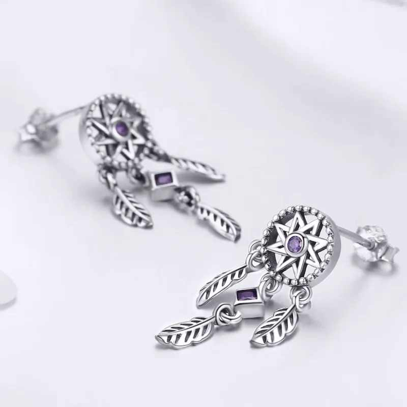 (kép) PANDORA típusú dreamcatcher függő fülbevalók - SCE502 - Megtekintés 3