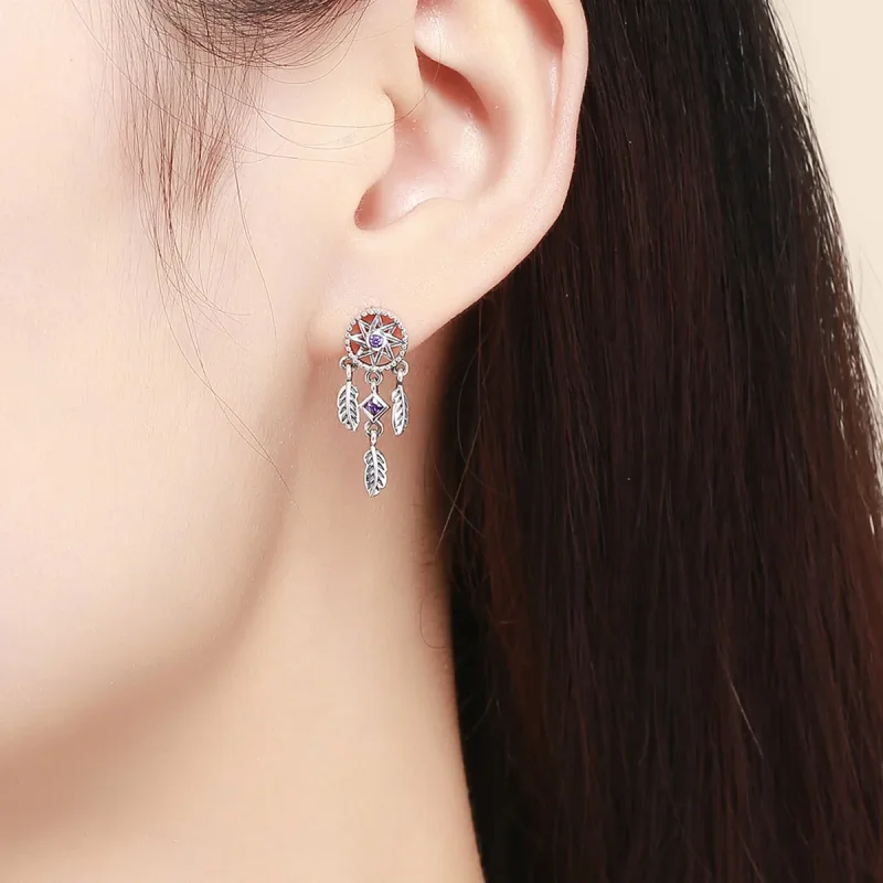 (kép) PANDORA típusú dreamcatcher függő fülbevalók - SCE502 - Megtekintés 5