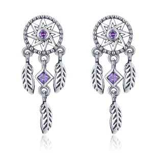 (kép) PANDORA típusú dreamcatcher függő fülbevalók - SCE502
