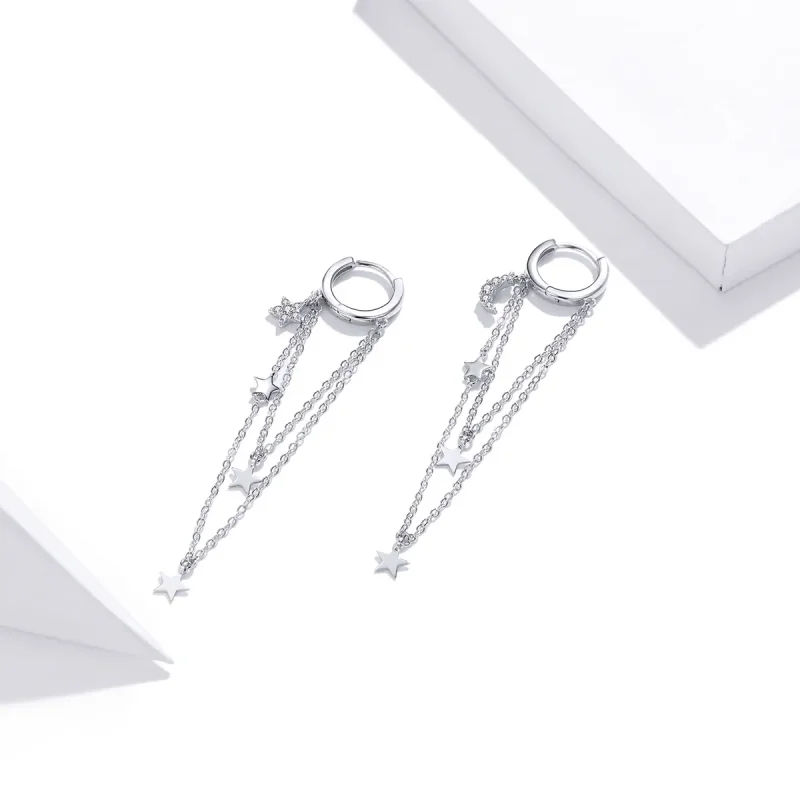 (kép) PANDORA típusú elegáns csillag hold függő fülbevalók - SCE982 - Megtekintés 2