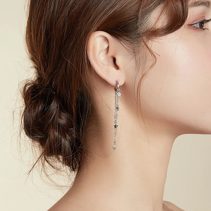 (kép) PANDORA típusú elegáns csillag hold függő fülbevalók - SCE982 - Megtekintés 5