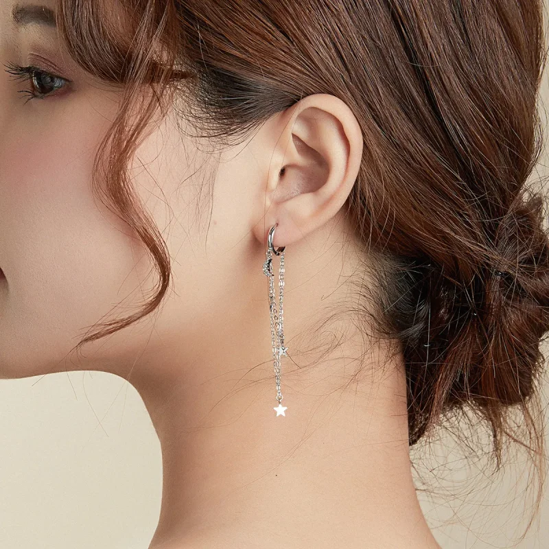 (kép) PANDORA típusú elegáns csillag hold függő fülbevalók - SCE982 - Megtekintés 6