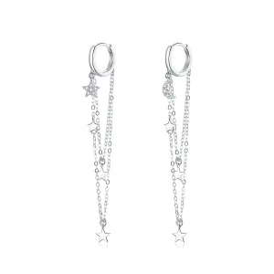 PANDORA típusú elegáns csillag hold függő fülbevalók - SCE982 (kép) PANDORA típusú elegáns csillag hold függő fülbevalók - SCE982