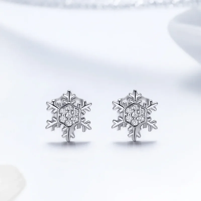 (kép) PANDORA típusú elegáns hópelyhek gombfülbevalók - BSE009 - Megtekintés 2