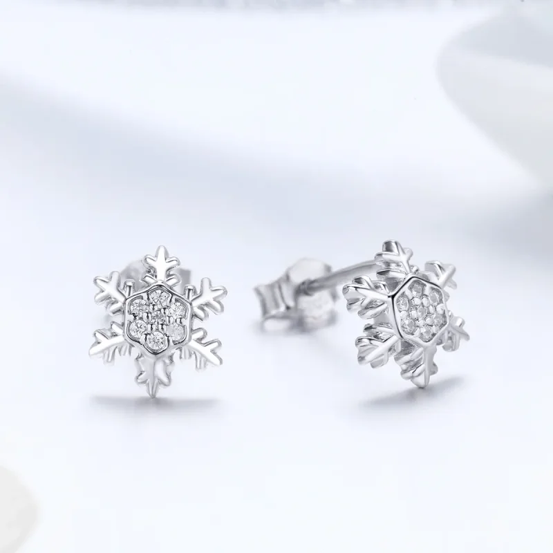 (kép) PANDORA típusú elegáns hópelyhek gombfülbevalók - BSE009 - Megtekintés 3