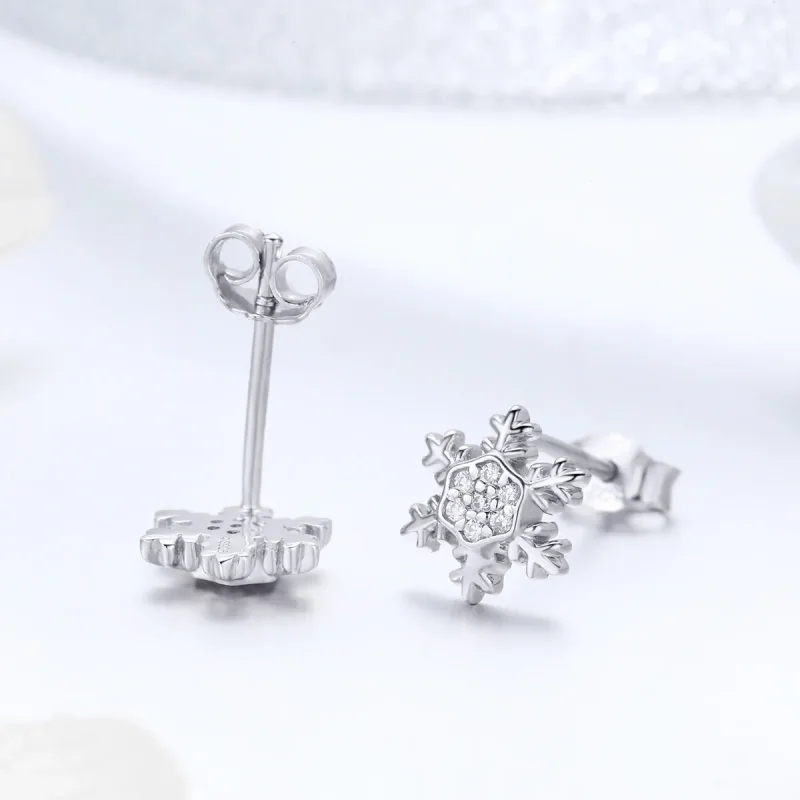 (kép) PANDORA típusú elegáns hópelyhek gombfülbevalók - BSE009 - Megtekintés 4