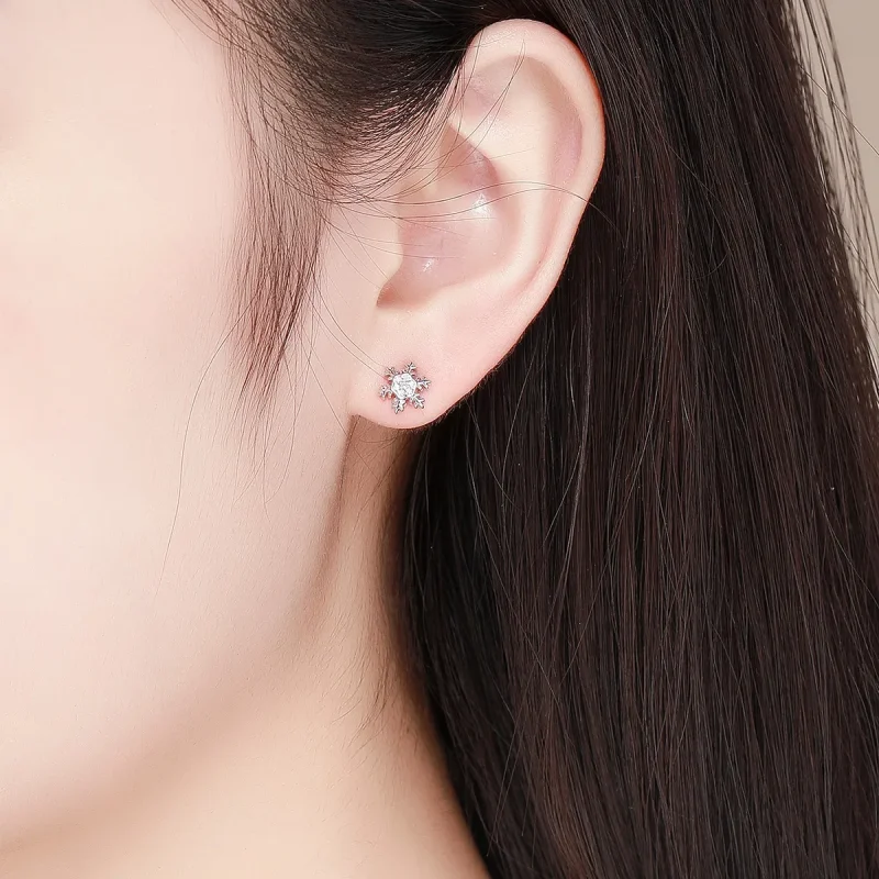 (kép) PANDORA típusú elegáns hópelyhek gombfülbevalók - BSE009 - Megtekintés 5
