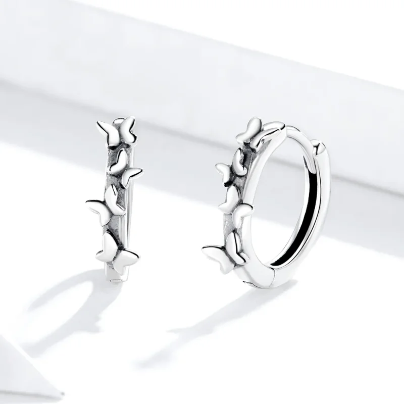 (kép) PANDORA típusú elegáns pillangók karika fülbevaló - SCE927 - Megtekintés 2