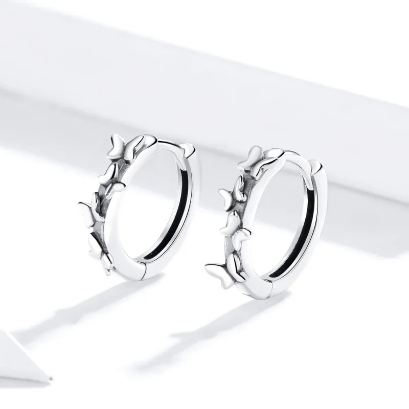 (kép) PANDORA típusú elegáns pillangók karika fülbevaló - SCE927 - Megtekintés 3