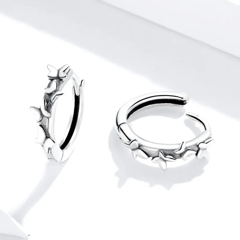 (kép) PANDORA típusú elegáns pillangók karika fülbevaló - SCE927 - Megtekintés 4