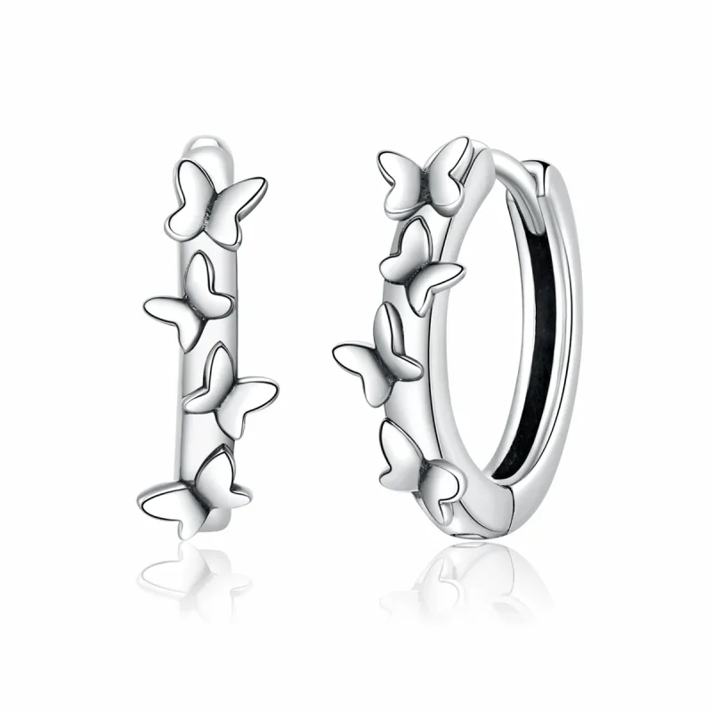 (kép) PANDORA típusú elegáns pillangók karika fülbevaló - SCE927