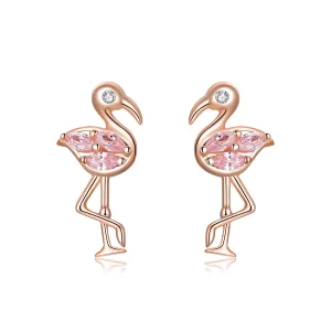 PANDORA típusú flamingók gombfülbevalók - BSE120 (kép) PANDORA típusú flamingók gombfülbevalók - BSE120