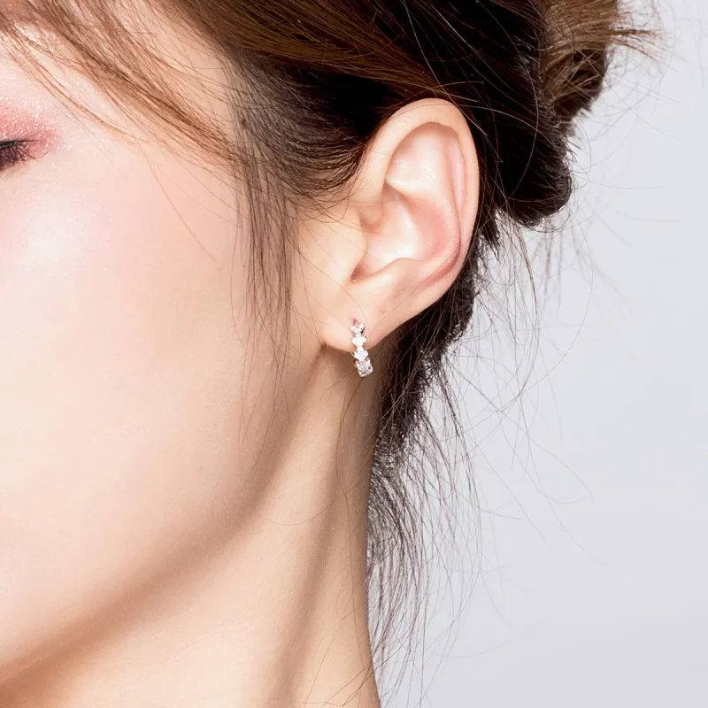 (kép) PANDORA típusú fényes levél karika fülbevaló - BSE150 - Megtekintés 5
