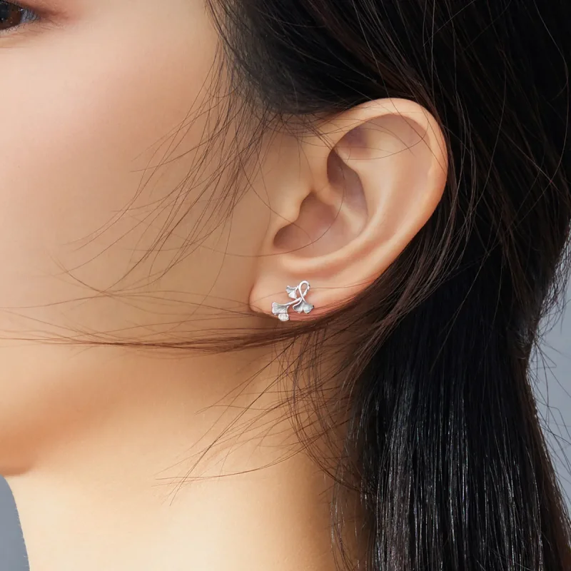 (kép) PANDORA típusú ginkgo levél gombfülbevalók - BSE328 - Megtekintés 6