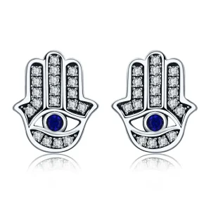 PANDORA típusú hamsa kéz gombfülbevalók - SCE389 (kép) PANDORA típusú hamsa kéz gombfülbevalók - SCE389