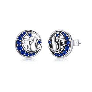 PANDORA típusú kék hold és kitty gombfülbevalók - SCE880 (kép) PANDORA típusú kék hold és kitty gombfülbevalók - SCE880