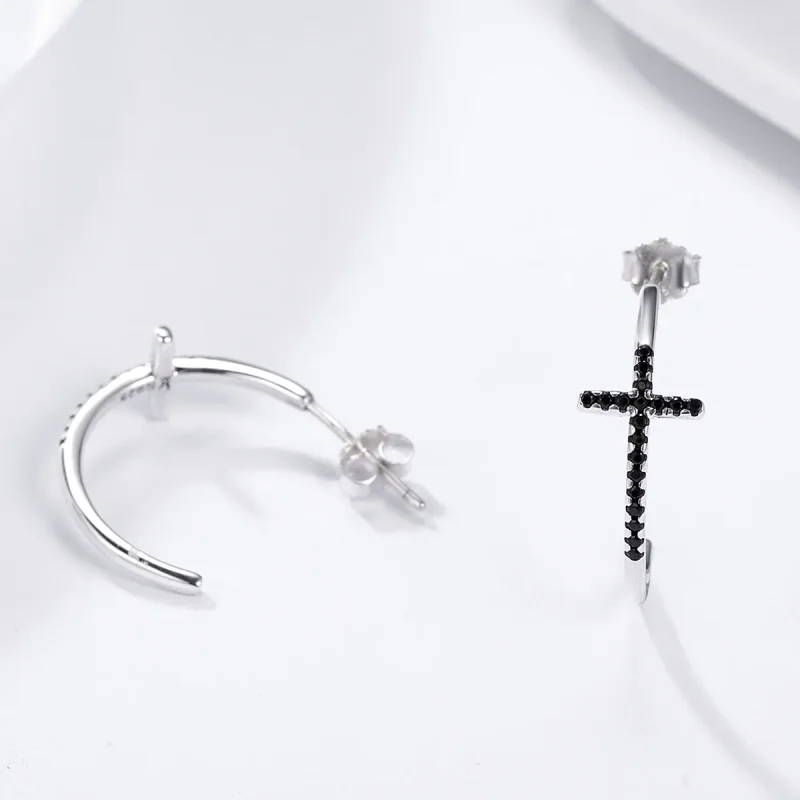 (kép) PANDORA típusú modern kereszt függő fülbevalók - SCE262 - Megtekintés 4