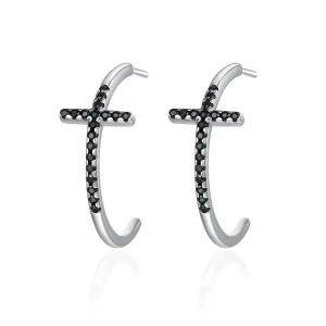 PANDORA típusú modern kereszt függő fülbevalók - SCE262 (kép) PANDORA típusú modern kereszt függő fülbevalók - SCE262