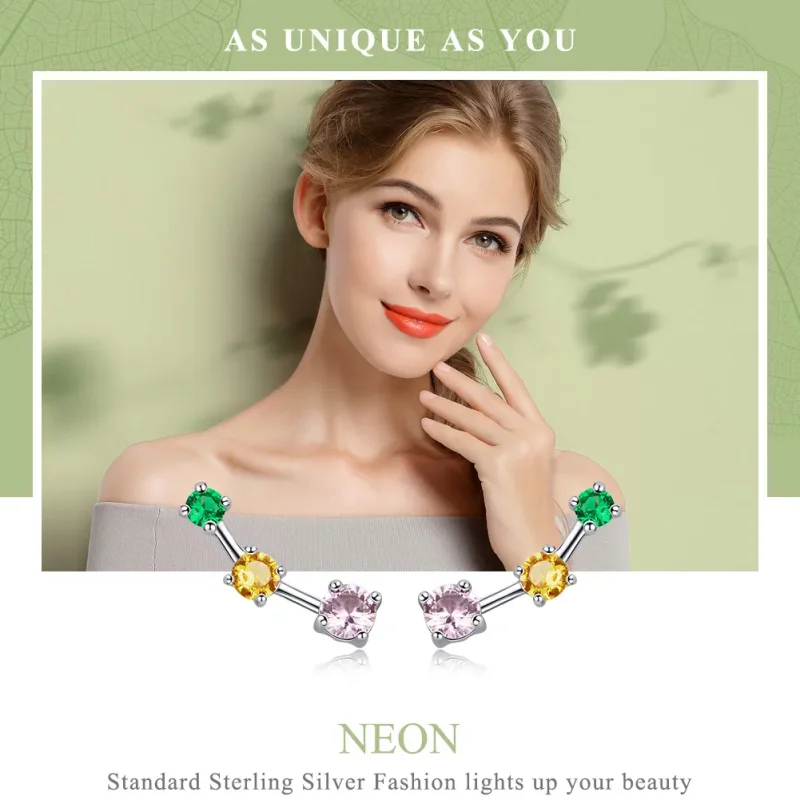 (kép) PANDORA típusú neon gombfülbevalók - SCE495 - Megtekintés 2