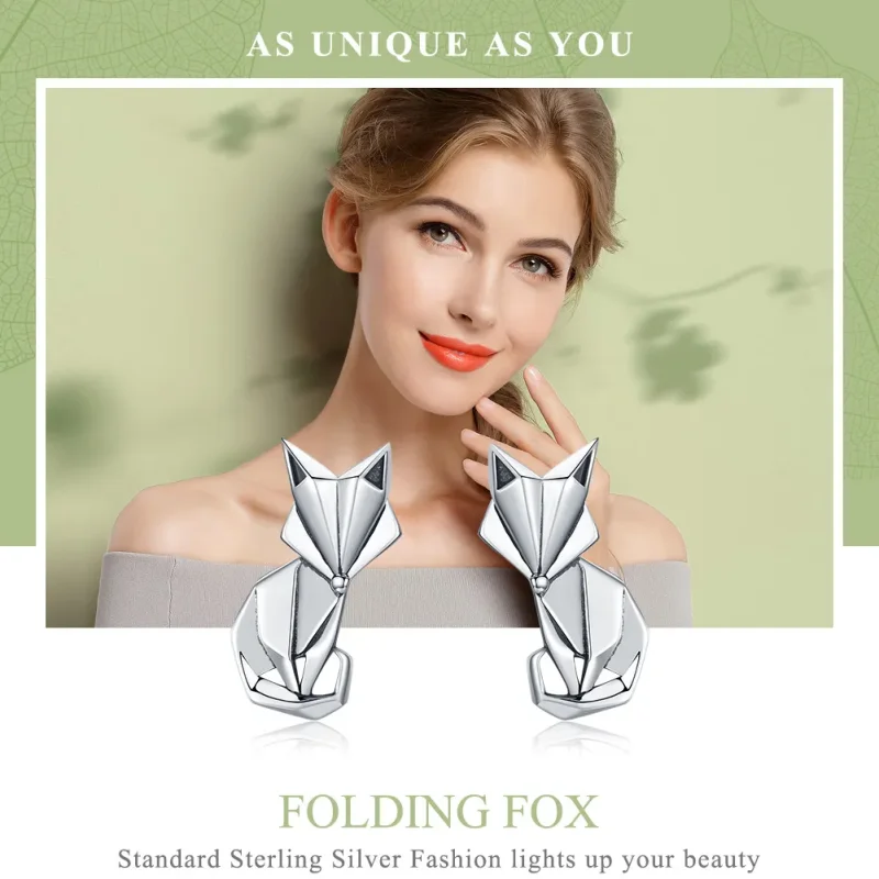 (kép) PANDORA típusú origami róka gombfülbevalók - SCE526 - Megtekintés 2