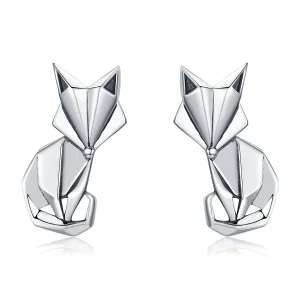 PANDORA típusú origami róka gombfülbevalók - SCE526 (kép) PANDORA típusú origami róka gombfülbevalók - SCE526