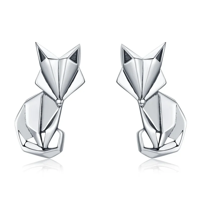 (kép) PANDORA típusú origami róka gombfülbevalók - SCE526