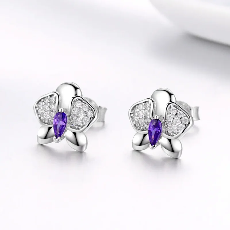 (kép) PANDORA típusú pillangó orchidea gombfülbevalók - BSE036 - Megtekintés 2