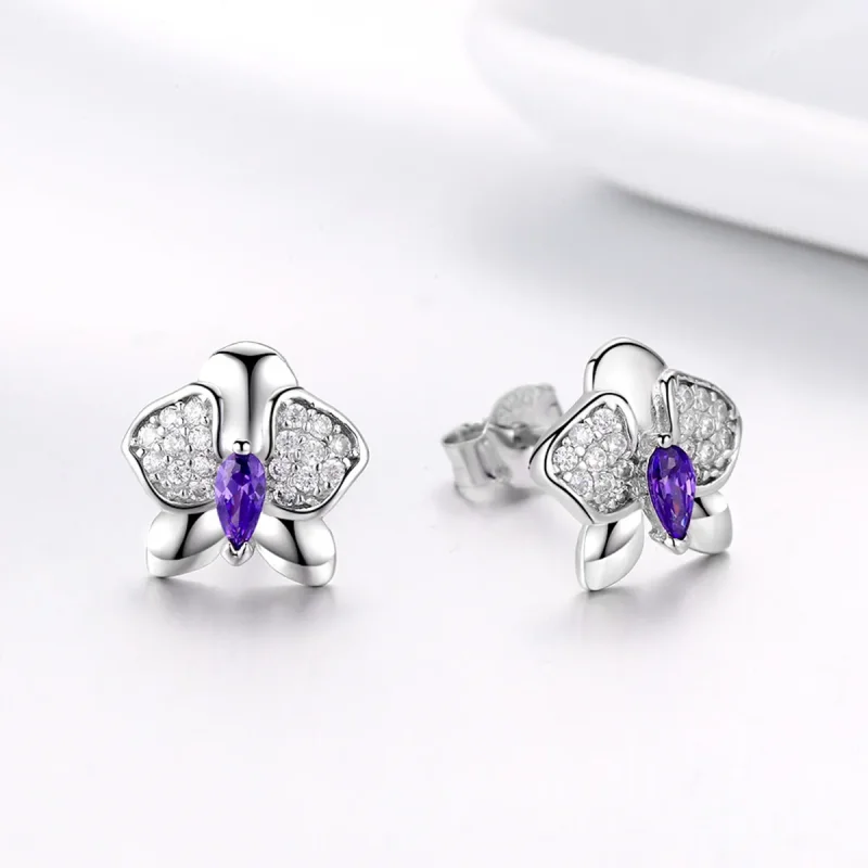 (kép) PANDORA típusú pillangó orchidea gombfülbevalók - BSE036 - Megtekintés 3