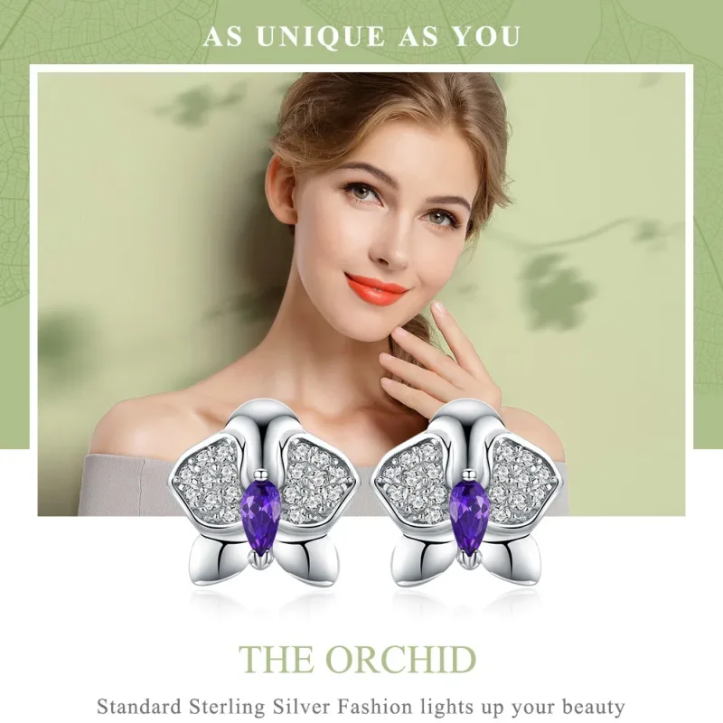 (kép) PANDORA típusú pillangó orchidea gombfülbevalók - BSE036 - Megtekintés 6