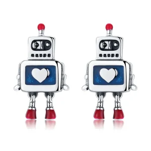 PANDORA típusú robot gombfülbevalók - SCE477 (kép) PANDORA típusú robot gombfülbevalók - SCE477