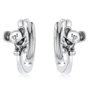 PANDORA típusú Aranyos Koala Karika fülbevalók - BSE507 (kép) PANDORA típusú Aranyos Koala Karika fülbevalók - BSE507