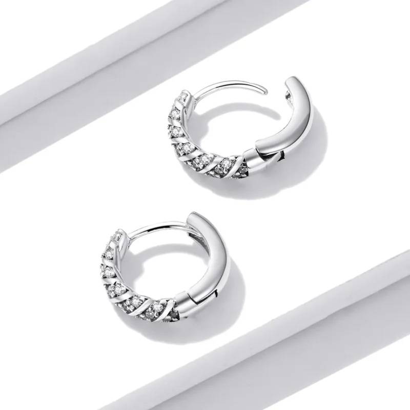 (kép) PANDORA típusú Elegáns nő Karika fülbevalók - BSE512 - Megtekintés 4