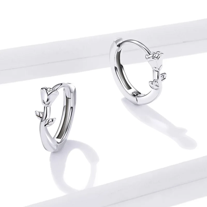 (kép) PANDORA típusú Elegáns rózsa Karika fülbevalók - BSE442 - Megtekintés 4