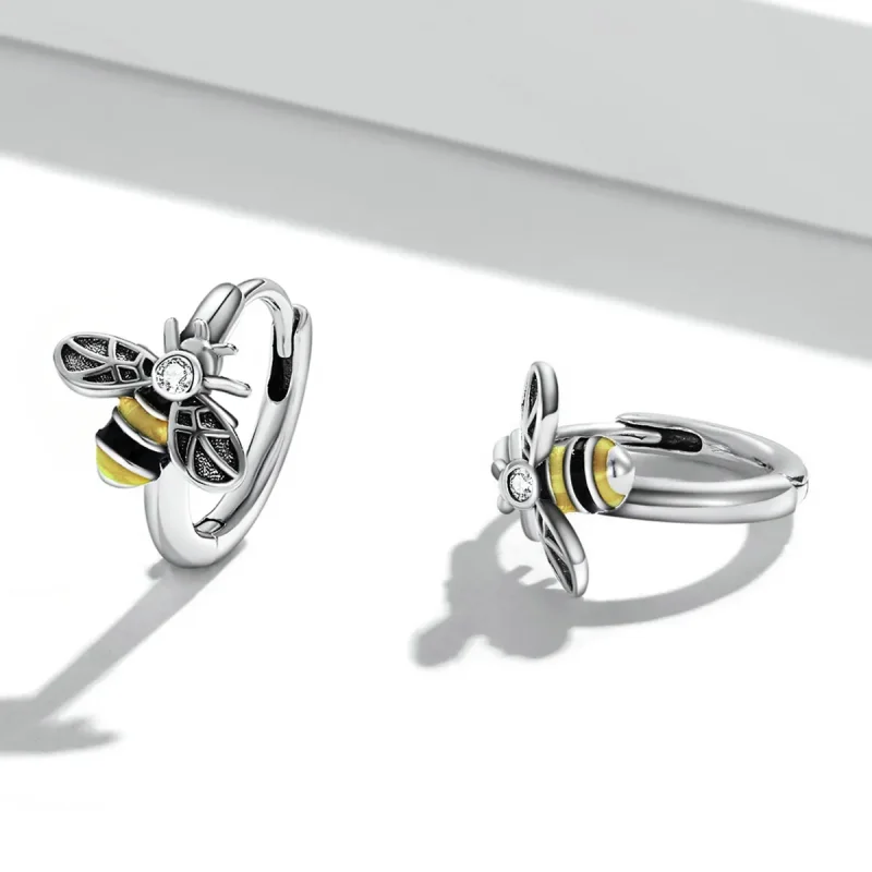 (kép) PANDORA típusú Mini méh Karika fülbevalók - SCE1337 - Megtekintés 3