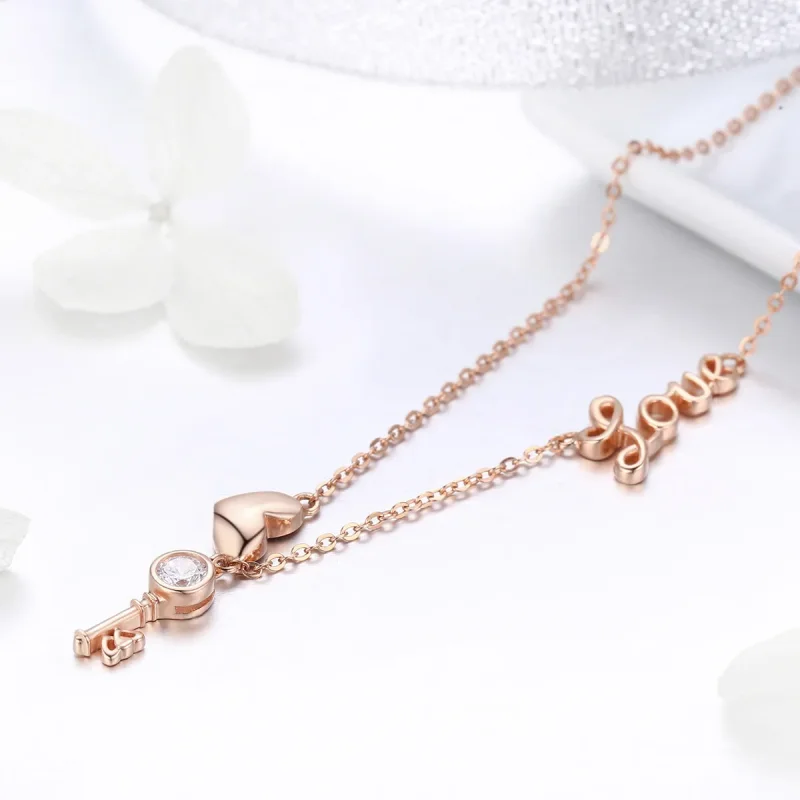 (kép) PANDORA típusú a szív kulcsa collier nyaklánc - SCN292 - Megtekintés 2