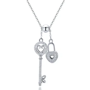 (kép) PANDORA típusú a szívzár kulcsa collier nyaklánc - SCN290