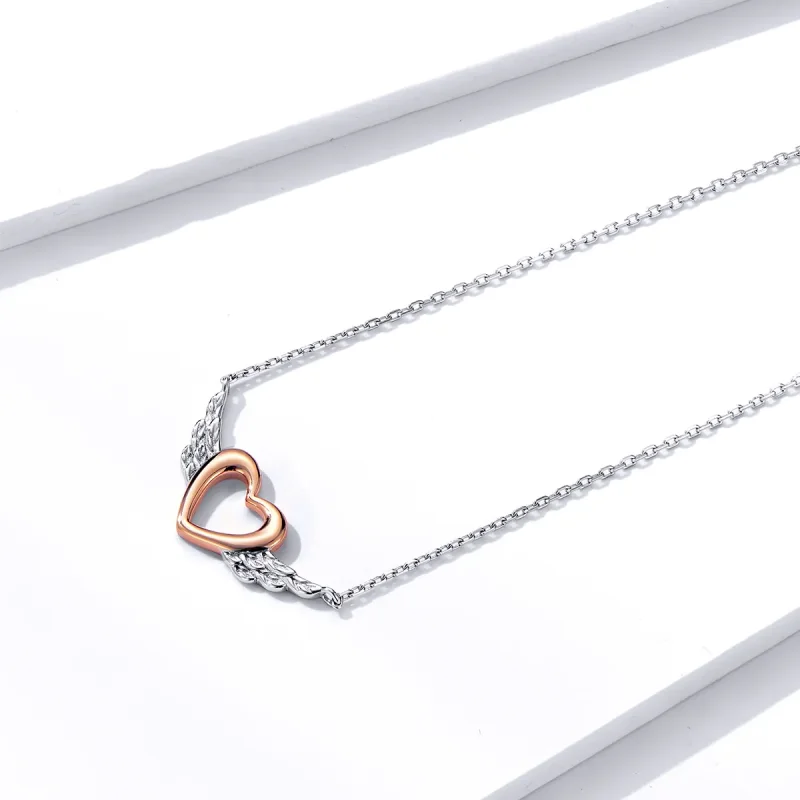 (kép) PANDORA típusú bicolor szív szárny collier nyaklánc - BSN162 - Megtekintés 2