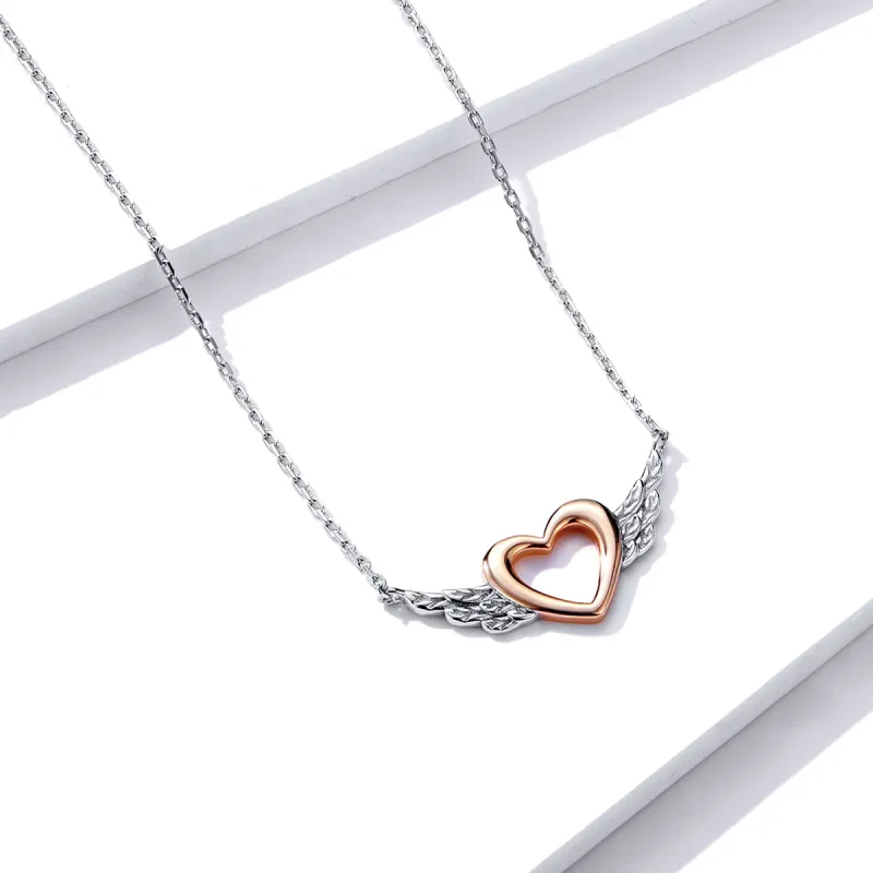(kép) PANDORA típusú bicolor szív szárny collier nyaklánc - BSN162 - Megtekintés 3